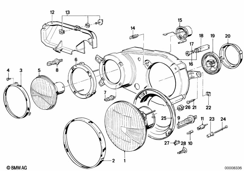 Single components for headlight