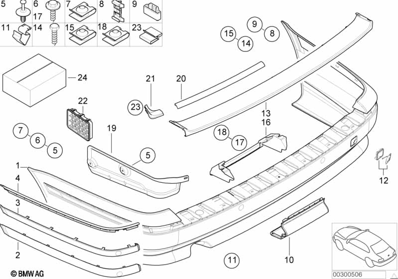 Trim cover, rear