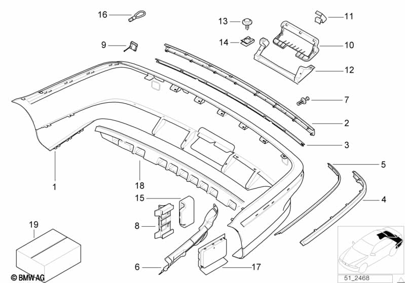 Trim cover, rear