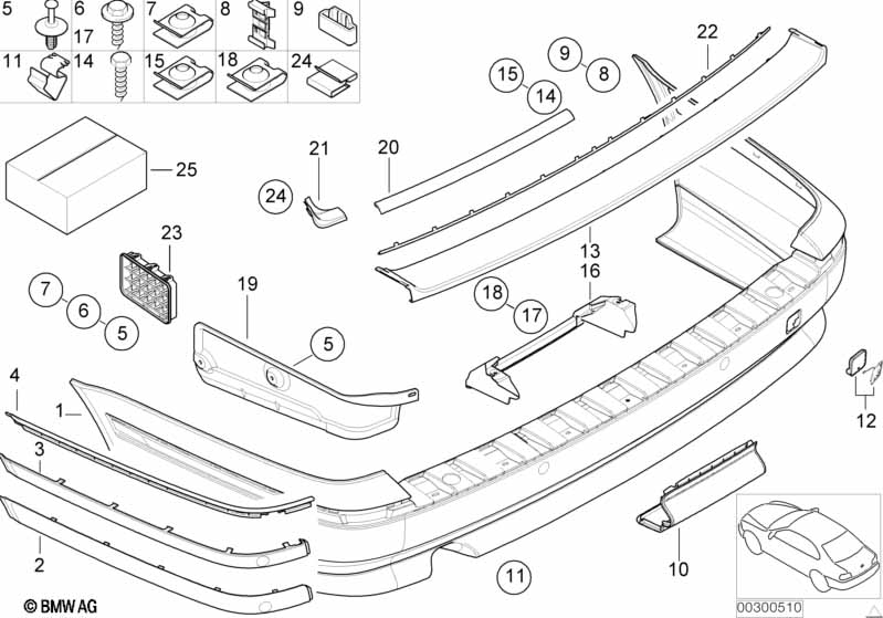 Trim cover, rear