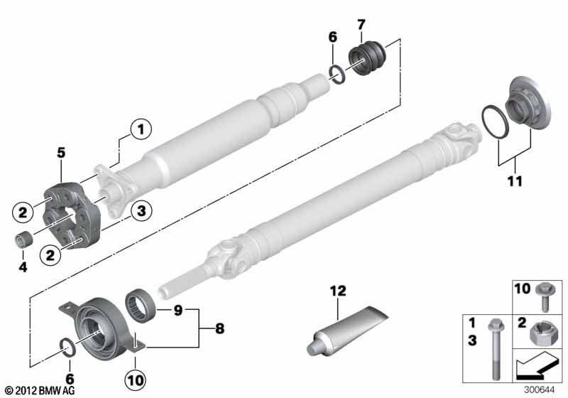 Drive shaft-cent.bearing-universal joint