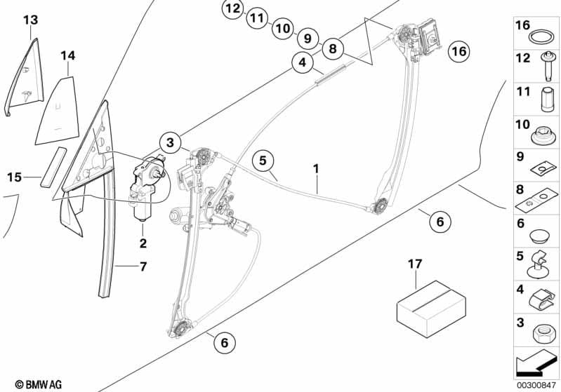 Door window lifting mechanism front