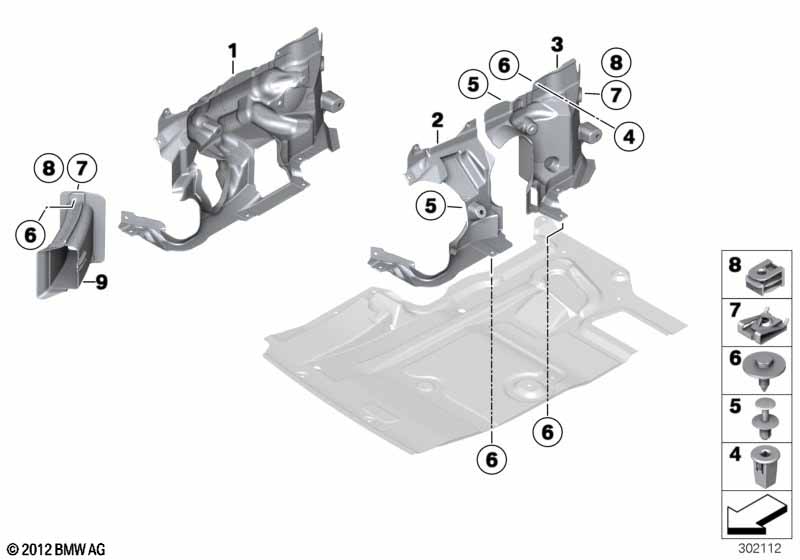 Mounting parts, engine compartment