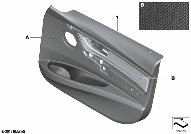 Indiv.door trim panel, front leather