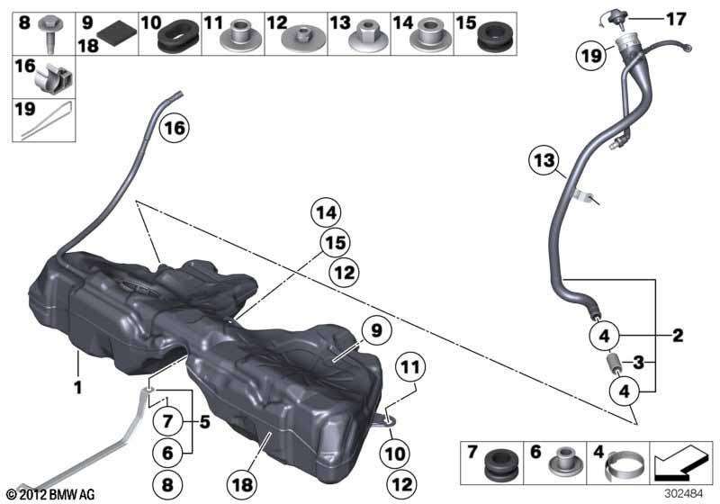 Fuel tank/mounting parts