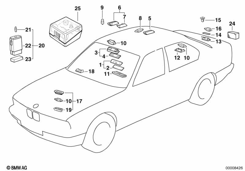 Genuine BMW 63311384963 E34 Interior Light And Reading Light (Inc. M5 3.6, 525tds & 524td) | ML Performance UK Car Parts