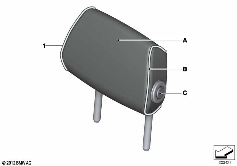 Indi. folding headrest, rear seat, outer