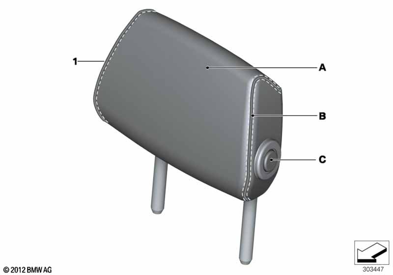 Indi. fold headrest, rear seat, center