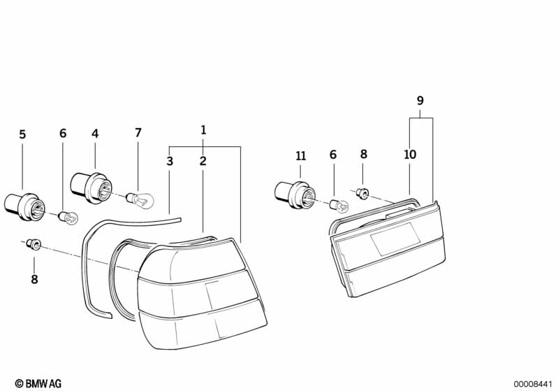 Genuine BMW 63218351647 E34 Rear Light In The Side Panel, Left (Inc. M5, 525i & 518g) | ML Performance EU Car Parts