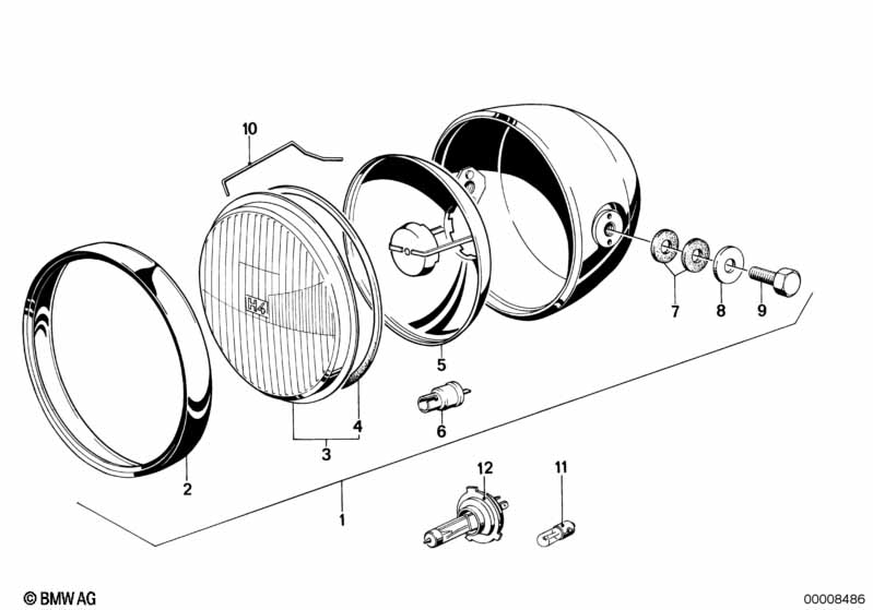 Genuine BMW 63121243533 Headlight H4 (Inc. R65, R65LS & R45/N) | ML Performance EU Car Parts