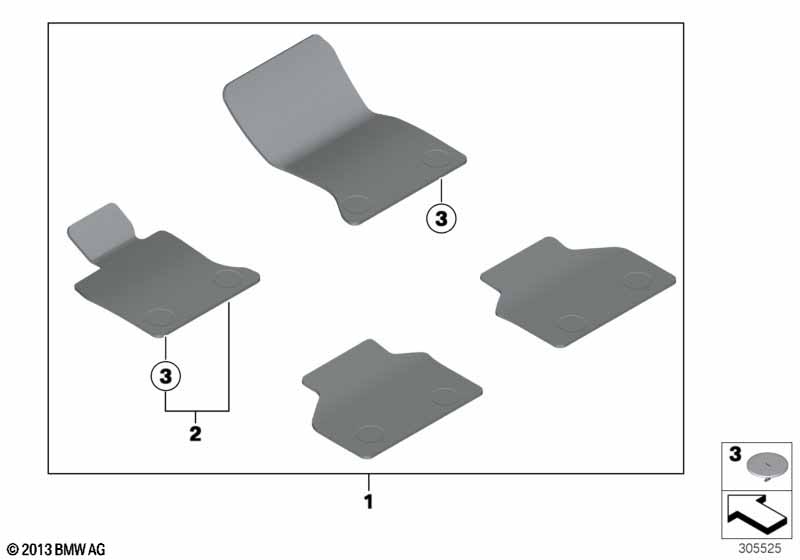 Floor mats, velours