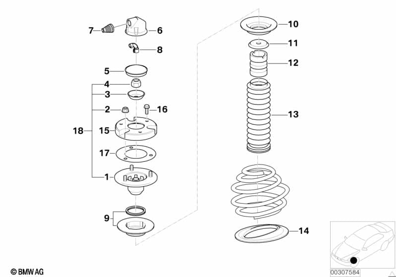 Guide support/spring pad/attaching parts
