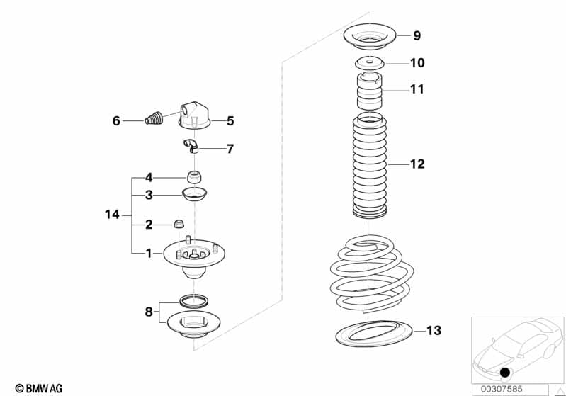 Guide support/spring pad/attaching parts