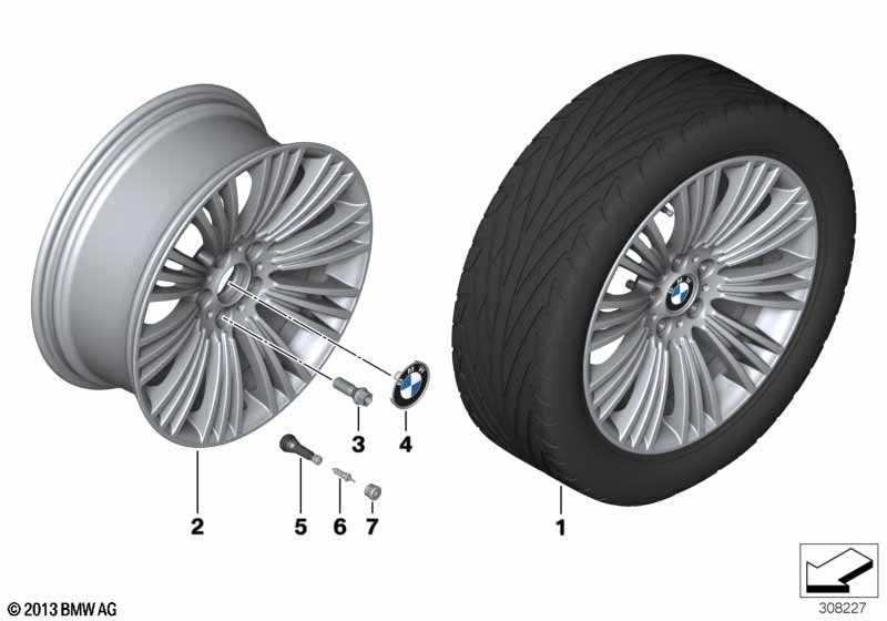 Genuine BMW 36106854680 Gloss-Turned Light Alloy Rim 9JX19 ET:42 (Inc. 335dX, 335i & 330d) | ML Performance EU Car Parts