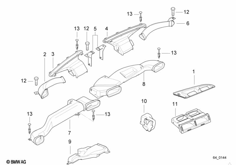 Genuine BMW 64228383679 E38 Indirect Fresh Air Grille Housing ENGLISCHGRÜN (Inc. 728iL, 740iLP & 730i) | ML Performance EU Car Parts