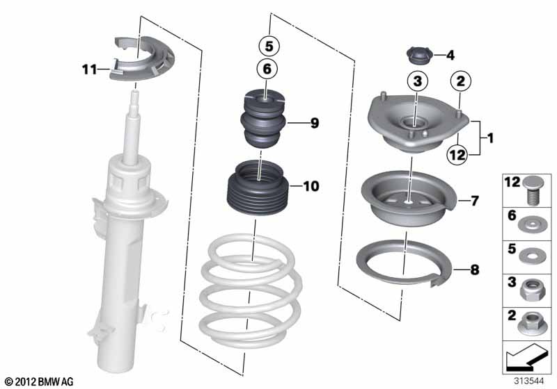 Guide support/spring pad/attaching parts