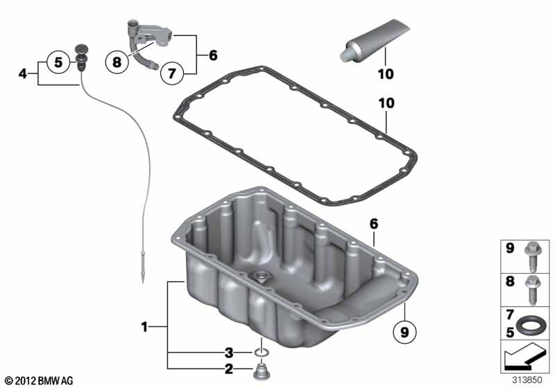 Oil pan/oil level indicator