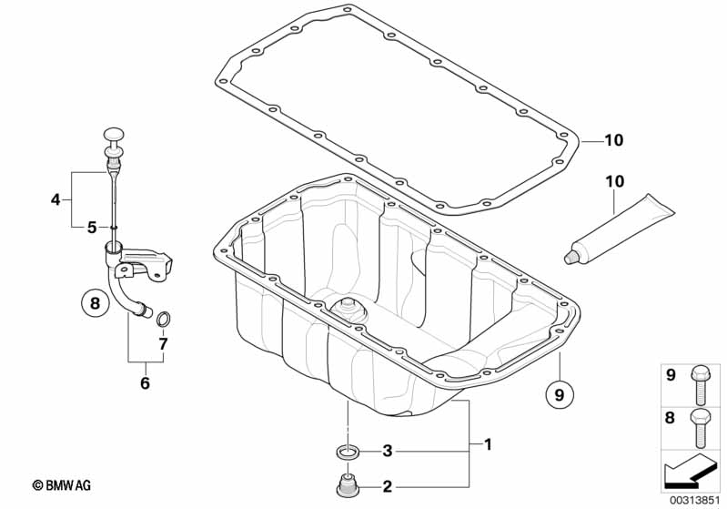 Oil pan/oil level indicator