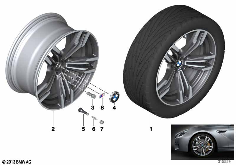 Genuine BMW 36112284450 Disk Wheel, Light Alloy, In Orbitgrey 9,5JX20 ET:31 (Inc. M6) | ML Performance EU Car Parts