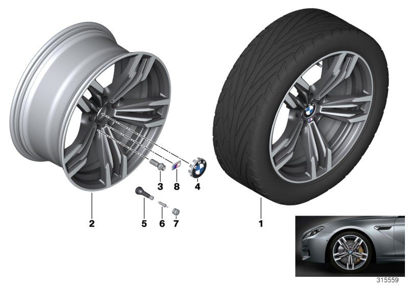 Genuine BMW 36118047255 Disc Wheel Light Alloy Jet Bl.Sol.Paint 9,5JX20 ET:31 (Inc. M6) | ML Performance UK Car Parts