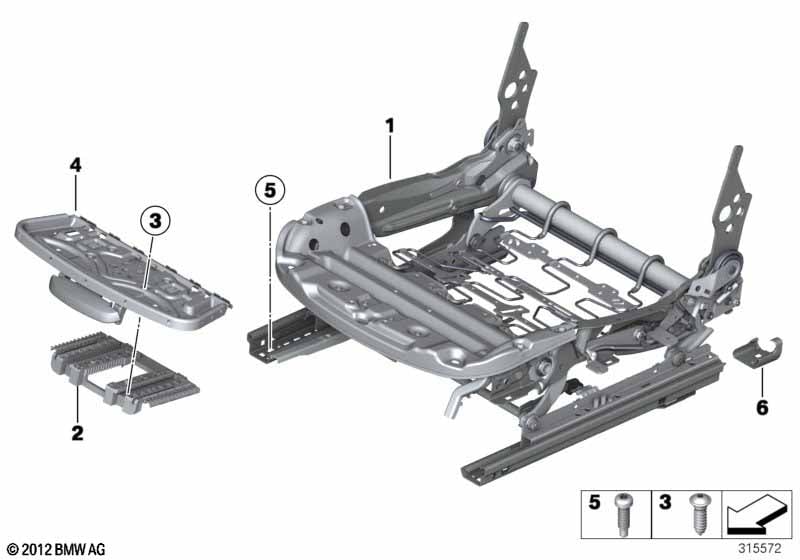 Seat, front, seat frame