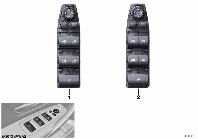 Window lifter switch, driver's side