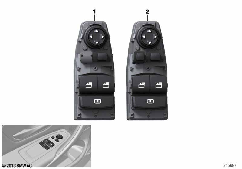 Genuine BMW 61319226266 Window Lifter Switch, Driver's Side (Inc. 430dX, 428i & 418i) | ML Performance EU Car Parts