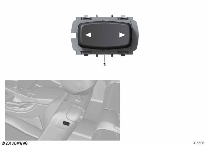 Switch for seat adjustment, rear entry
