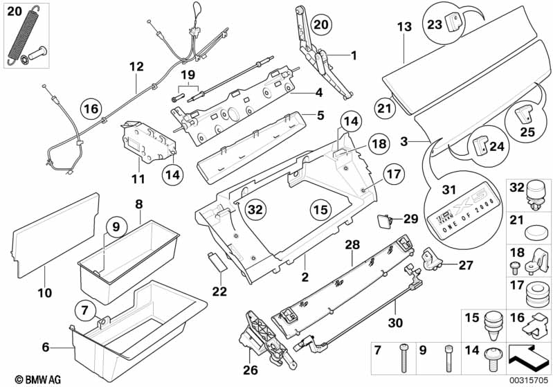 Genuine BMW 51169114127 E71 E70 E72 Hinge, Glove Box (Inc. X5 4.8i & X6) | ML Performance UK Car Parts