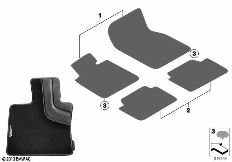 Genuine BMW 51472347731 F15 F16 Floor Mats, Textile, Front LHD (Inc. X5) | ML Performance EU Car Parts