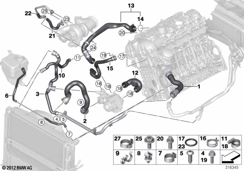 Genuine BMW 17127548203 E91 E92 Hose, Low-Temperature Cooling Module Supply pipe to coolant pump (Inc. Z4 35i, 335is & 135i) | ML Performance UK Car Parts