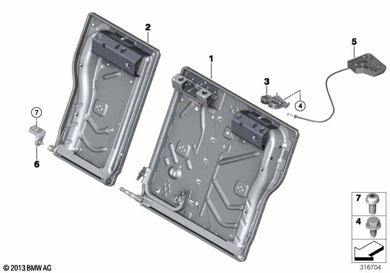 Seat, rear, seat frame, base seat