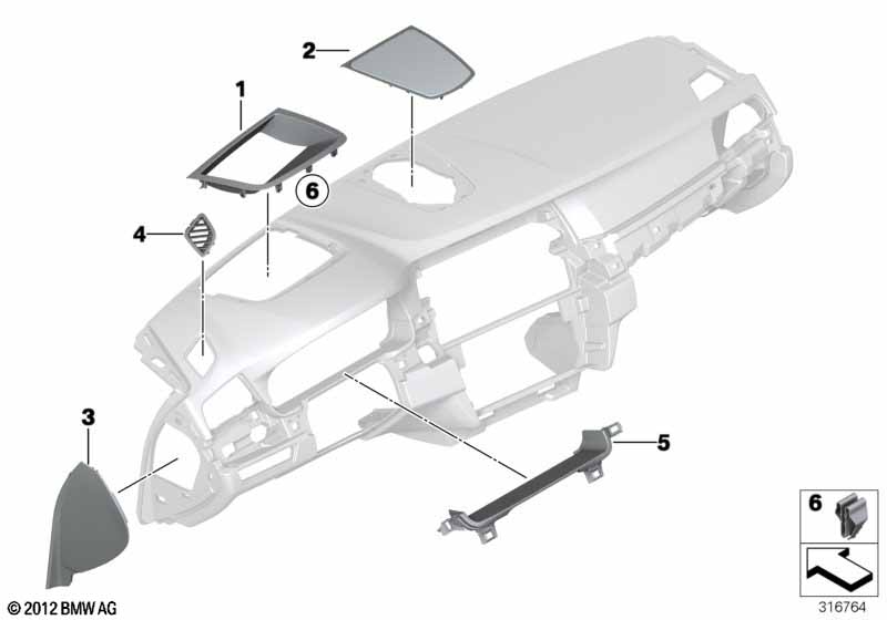 Mounting parts, I-panel, top