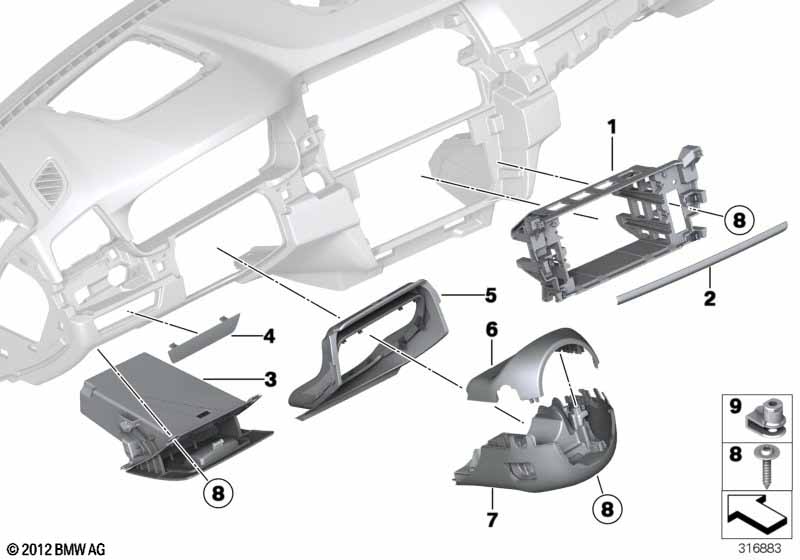 Mounting parts, I-panel, bottom