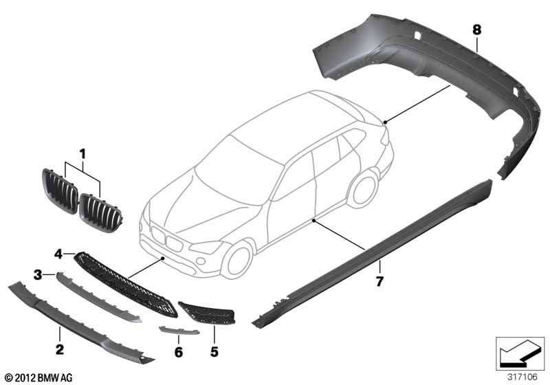 Genuine BMW 51117303764 E84 Edge Trim, Right X-LINE (Inc. X1 18dX, X1 25iX & X1 23dX) | ML Performance EU Car Parts
