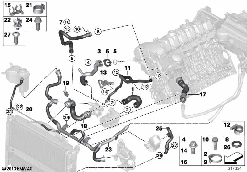 Cooling system coolant hoses