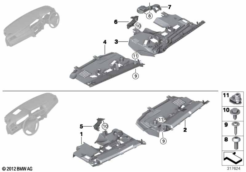 Mounting parts, I-panel, bottom