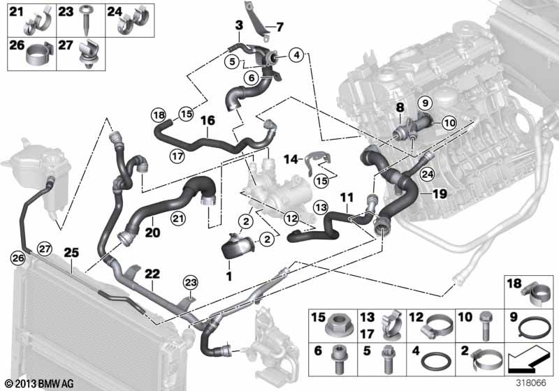Cooling system coolant hoses
