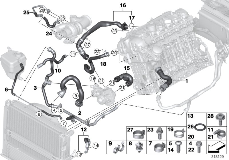 Genuine BMW 17127599455 E93 E82 E90 Line, Heater Return - Thermostat Expansion tank - heat exchanger (Inc. 135i & 335i) | ML Performance UK Car Parts