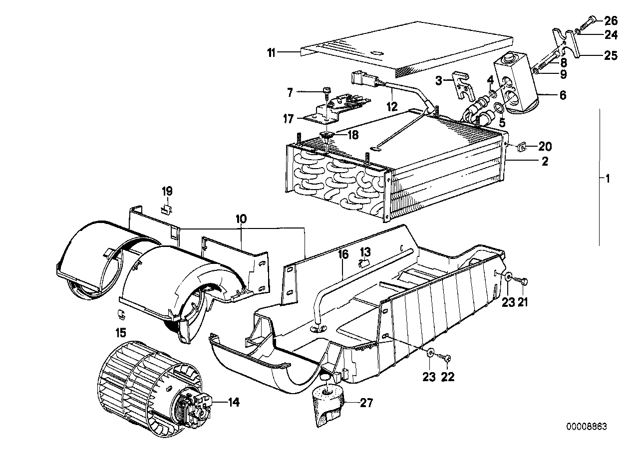 Genuine BMW 64501380571 E24 Evaporator (Inc. M635CSi, 635CSi & 628CSi) | ML Performance UK Car Parts
