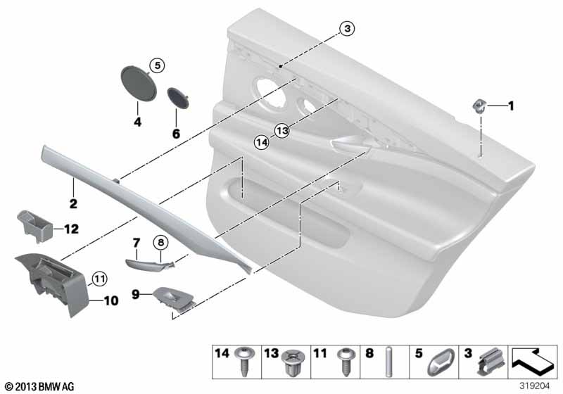 Mounting parts, door trim, rear