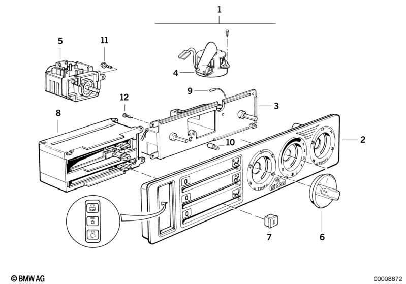 Painel de comando do ar condicionado