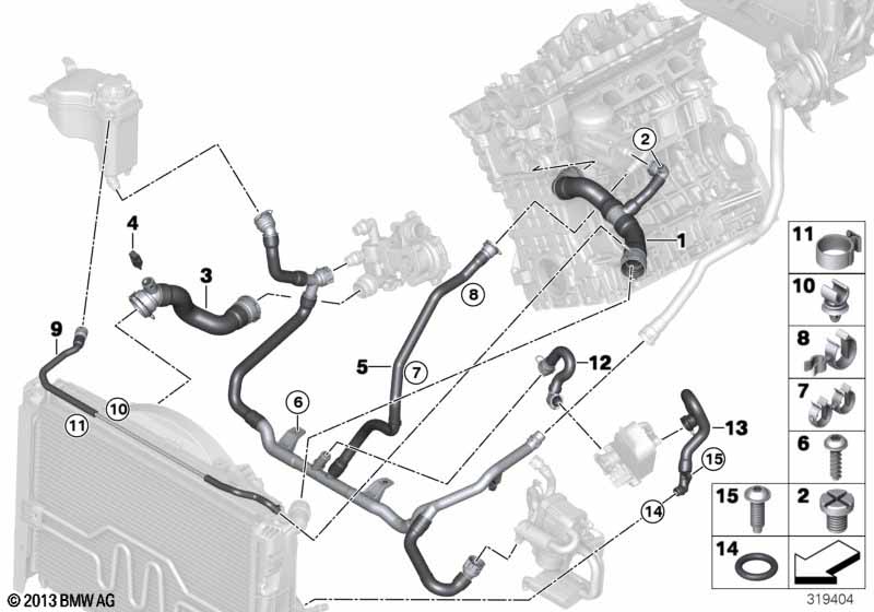 Cooling system coolant hoses