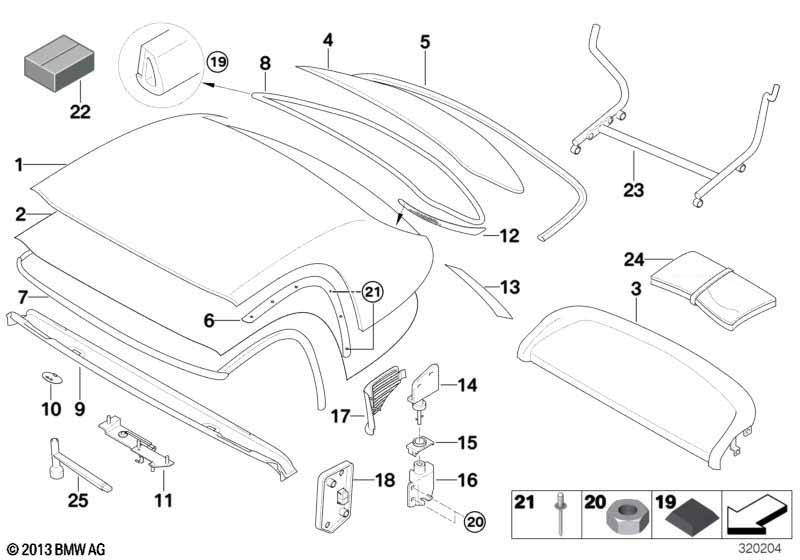 Genuine BMW 82157037901 E52 Hardtop Trolley (Inc. Alpina V8 & Z8) | ML Performance UK Car Parts