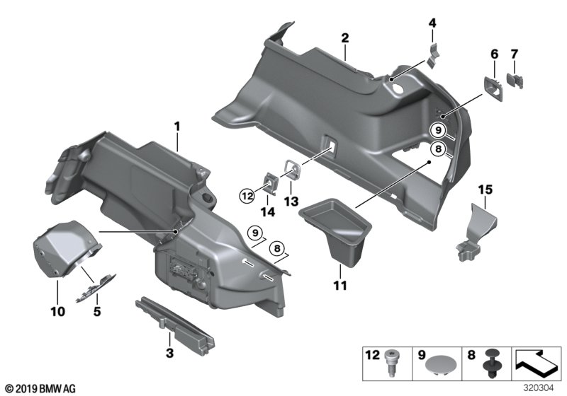 Lateral trunk floor trim panel