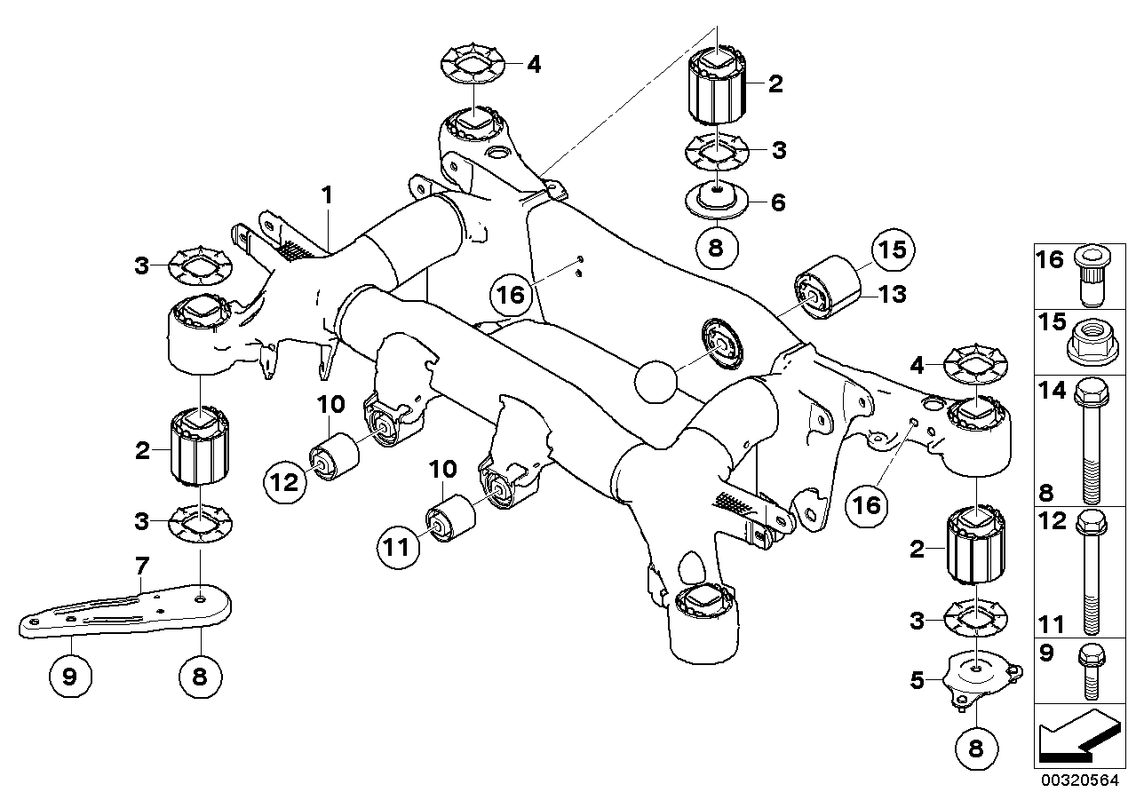 Genuine BMW 33176767525 E60 E61 Rubber Mounting Front (Inc. 525d, 530xi & 528i) | ML Performance UK Car Parts