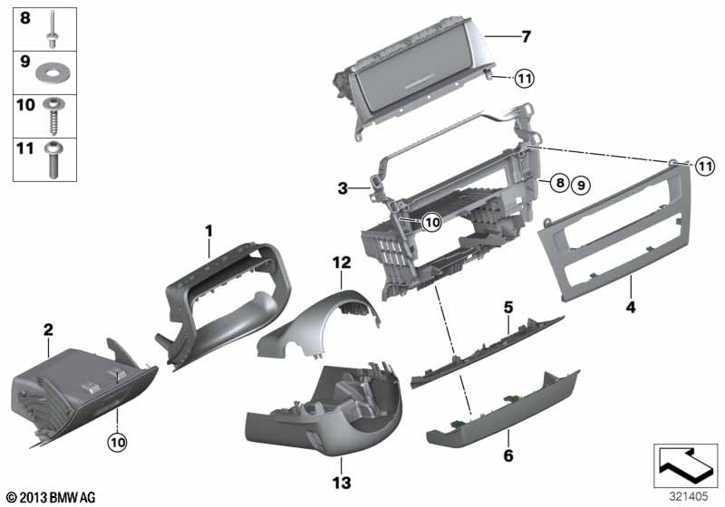 Mounting parts, I-panel, bottom