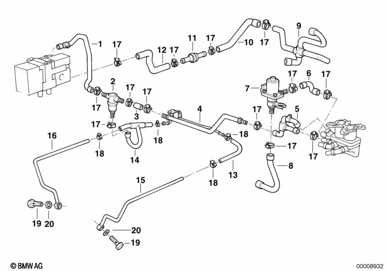 Genuine BMW 64218391307 E34 Water Hose (Inc. 530i & 540i) | ML Performance EU Car Parts