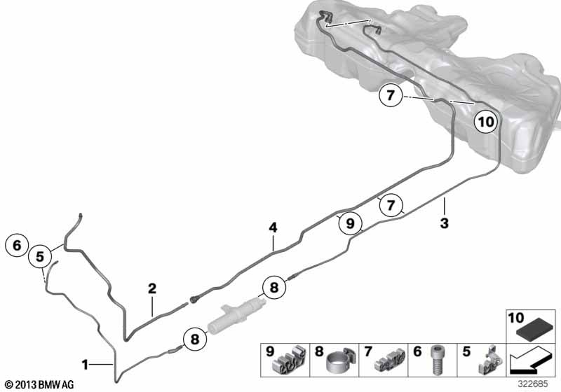 Genuine BMW 16127205300 F10 F06 F07 Feed Line, Front (Inc. 520d, M550dX & 525dX) | ML Performance EU Car Parts