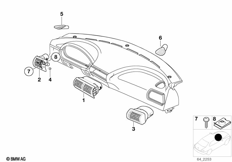 Genuine BMW 64222491577 E36 Fresh Air Grille Center KYALAMI DUNKEL (Inc. Z3) | ML Performance EU Car Parts